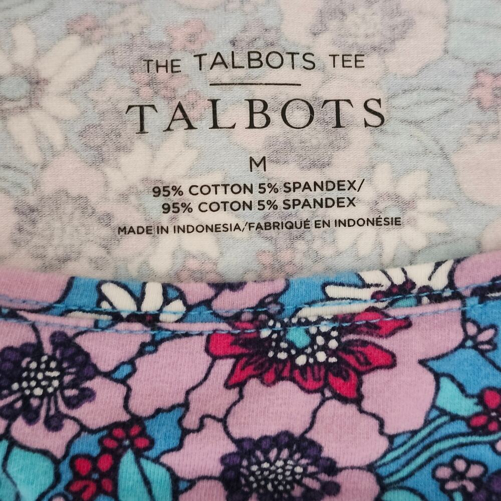 Talbots The Tee Floral 3/4 Sleeves Shirt Size Medium - Picture 3 of 7